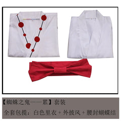 Rui Demon Slayer Kimono-Set Cosplay Kostuem Damen Weiß Rot