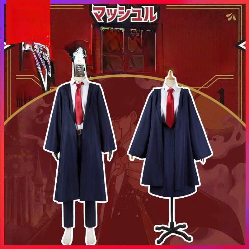 Mash Burnedead MASHLE Magier-Robe Cosplay Kostuem Damen Dunkelblau