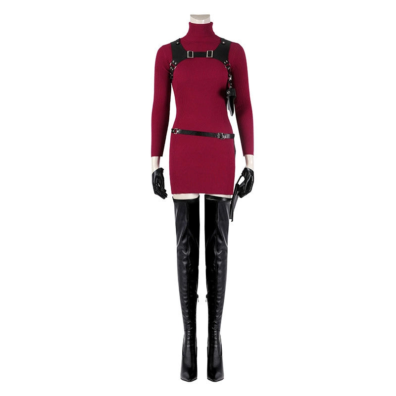 Ada Wong Resident Evil rotes Kleid Cosplay Kostuem Damen Rot