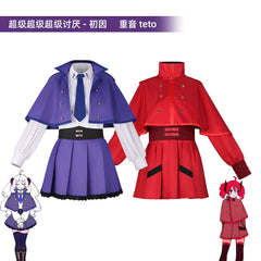 Kasane Teto Vocaloid Cape-Kleid Cosplay Kostuem Damen Lila
