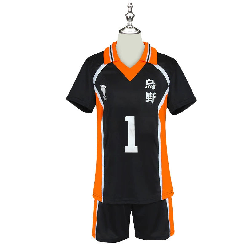 Karasuno Haikyuu Volleyball-Set Cosplay Kostuem Damen Schwarz Orange