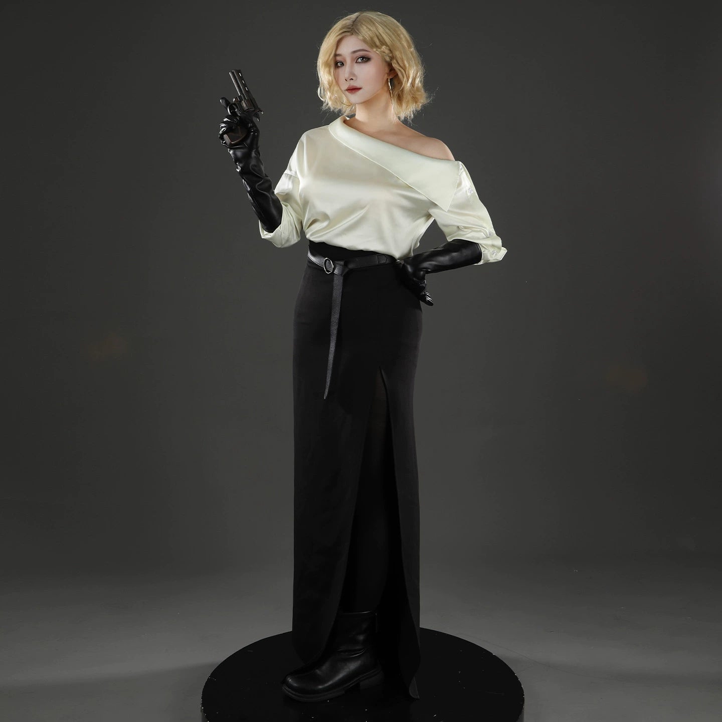 Grace Resident Evil Kostuem-Set mit Handschuhen Cosplay Damen Schwarz