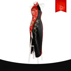 Ada Wong Resident Evil Qipao Kleid Cosplay Kostuem Damen Rot