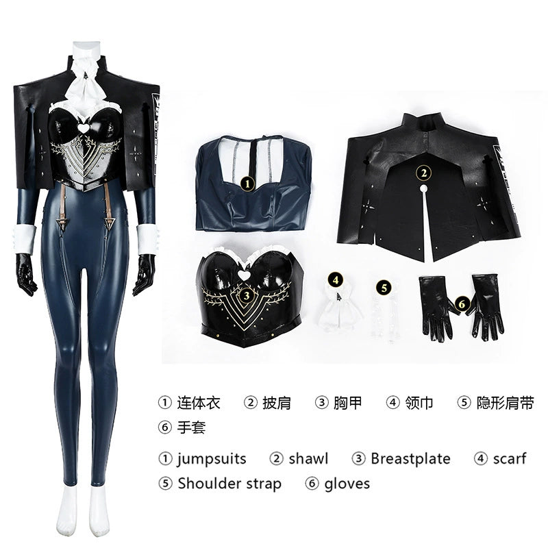 Hulkenberg Metaphor ReFantazio Ruestung Cosplay Kostuem Damen Schwarz Blau