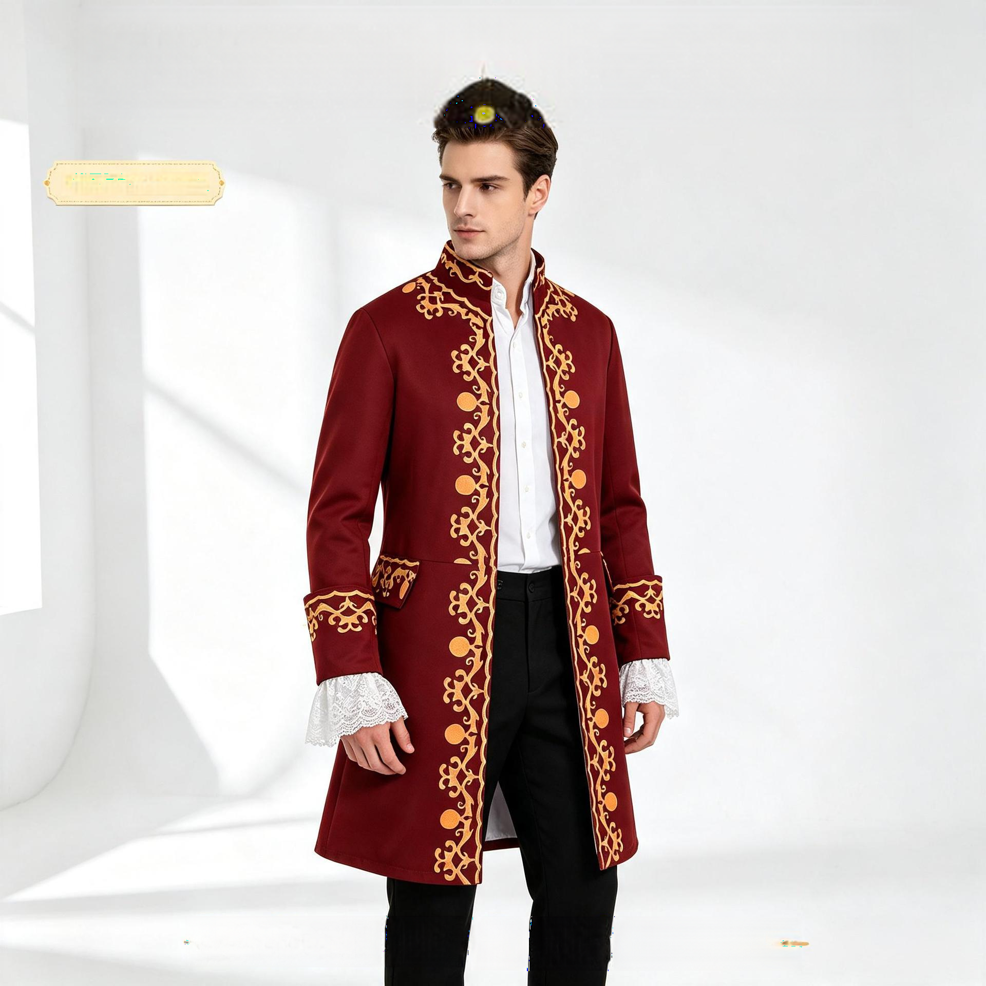 Prinzen-Mantel – europäischer Blazer mit Ornament für Bühne & Halloween, HERREN