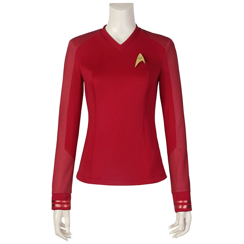 Christopher Pike Star Trek Uniform Cosplay Kostuem Damen Rot