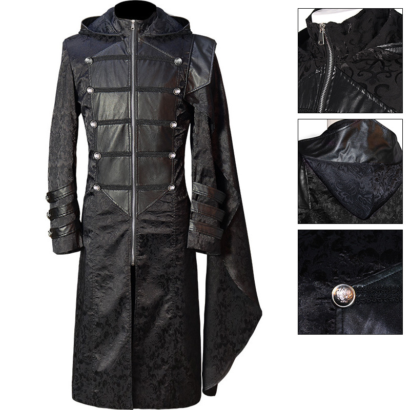Steampunk Lederumhang – Militär-Cape mit Stehkragen für Halloween, HERREN