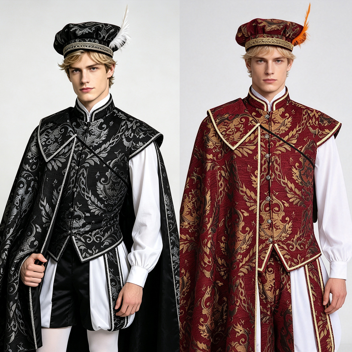 Tudor-Hof-Set Premium – edler Wams mit Umhang, HERREN