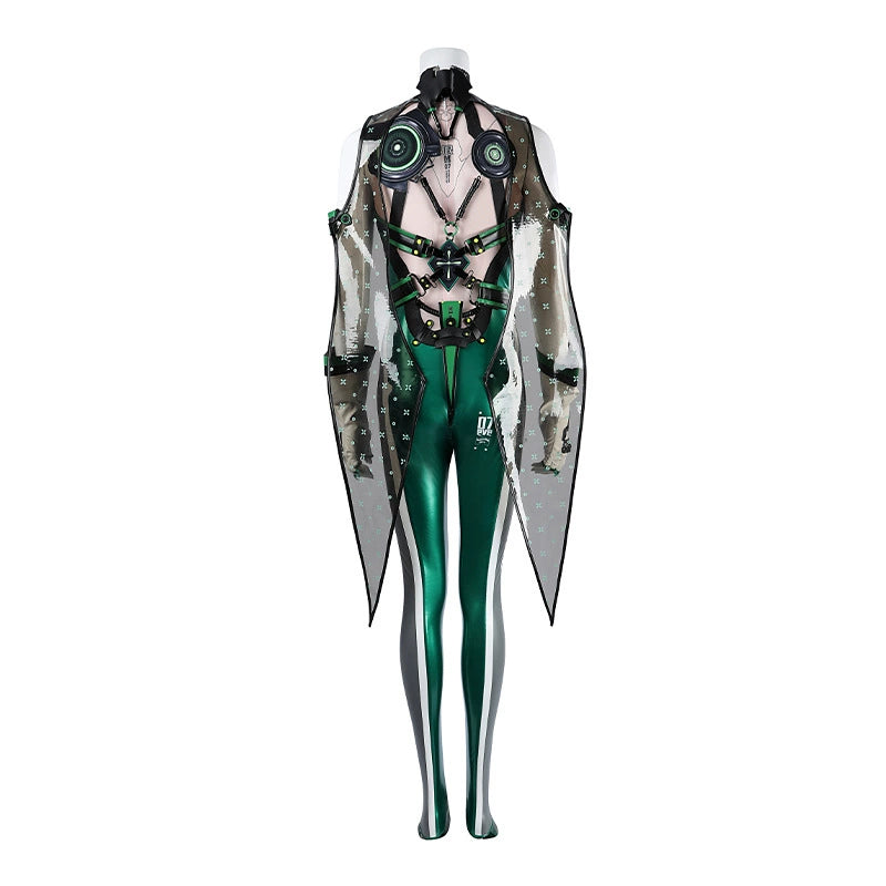 Eve Stellar Blade Overall Cosplay Kostuem Damen Gruen Grau
