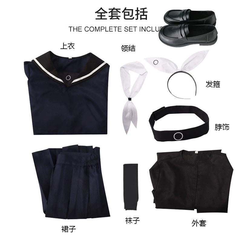 Plana Blue Archive Schul-Set Cosplay Kostuem Damen Schwarz Weiß