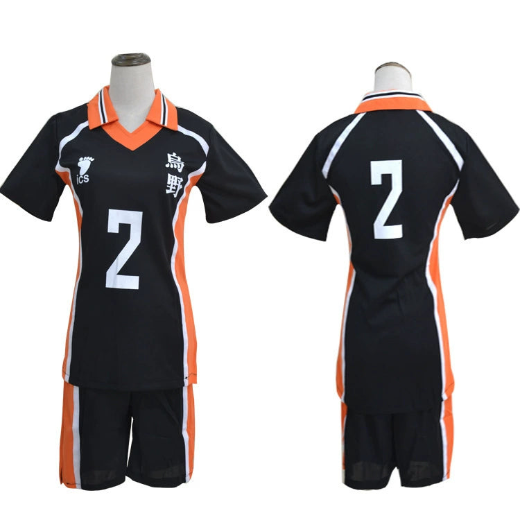 Karasuno Haikyuu Volleyball-Set Cosplay Kostuem Damen Schwarz Orange