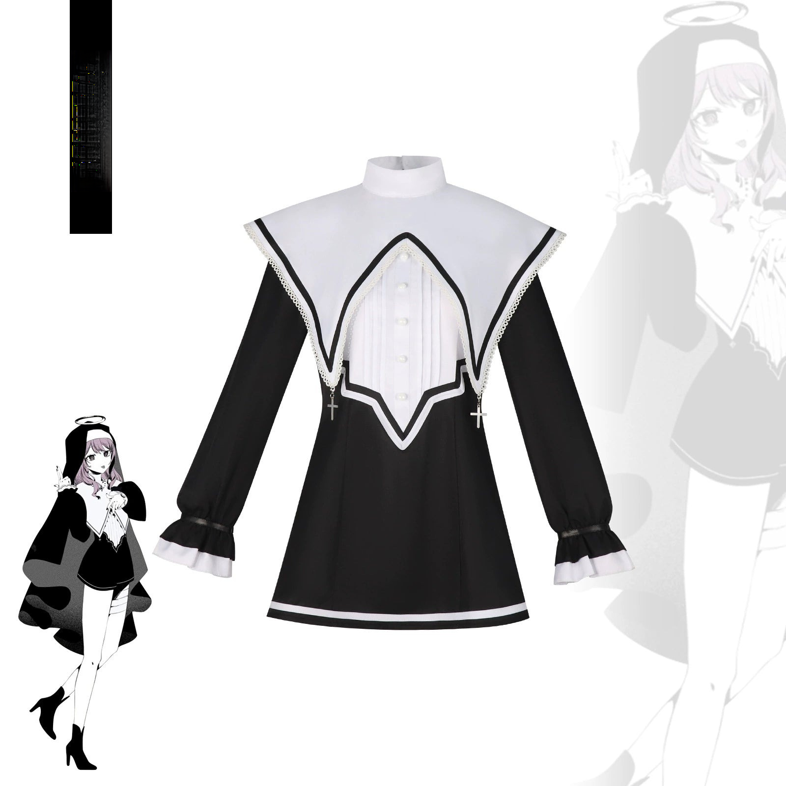 Akiyama Mizuki Project Sekai Nonnen-Kleid Cosplay Kostuem Damen Schwarz