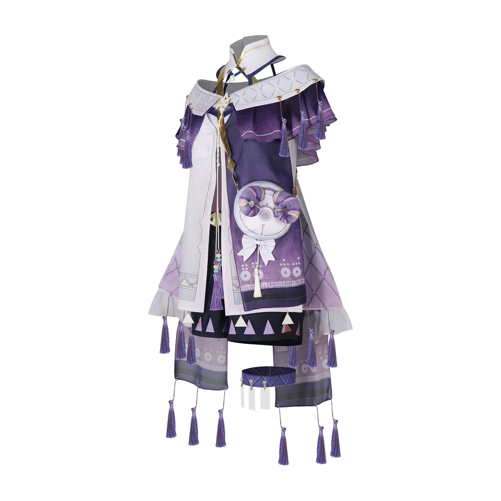 Wuthering Waves Auffälliges Kleid Cosplay Kostuem Damen Lila Weiß