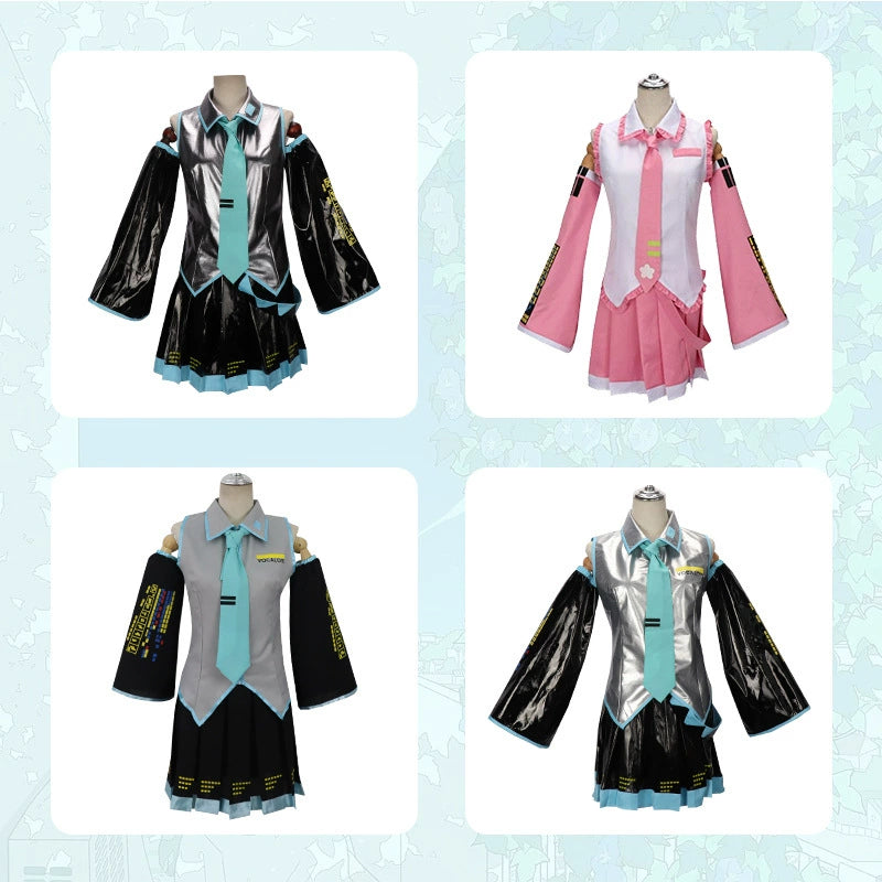 Miku Lacquer Vocaloid Lackleder-Kostuem Cosplay Kostuem Damen