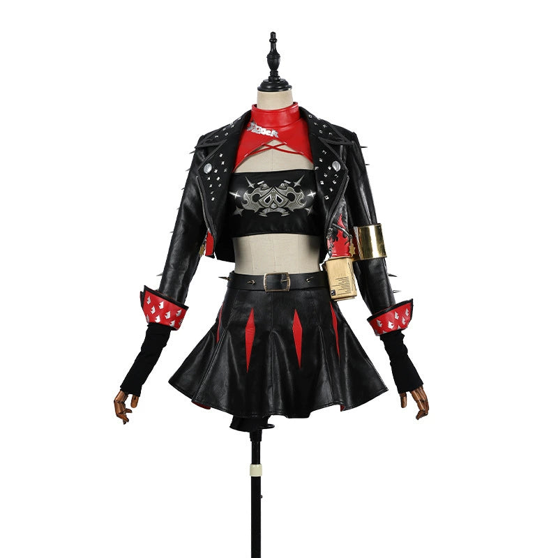 Burnice Zenless Zone Zero Biker-Outfit Cosplay Kostuem Damen Schwarz