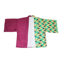 Tanjiro Kamado Demon Slayer Haori-Jacke Cosplay Kostuem Damen Schwarz Grün