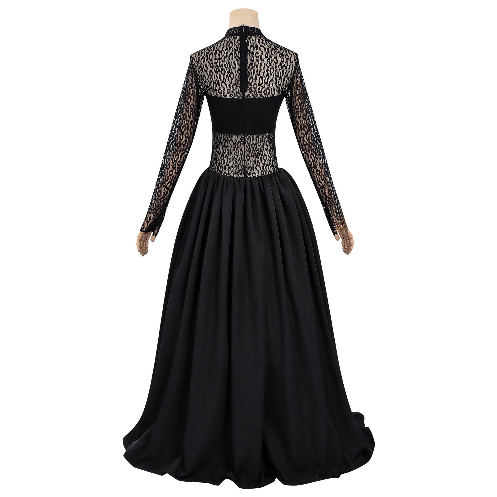 Empire Abendkleid – schwarzes Spitzenkleid mit Puffärmeln, DAMEN