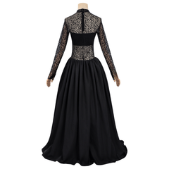 Empire Abendkleid – schwarzes Spitzenkleid mit Puffärmeln, DAMEN