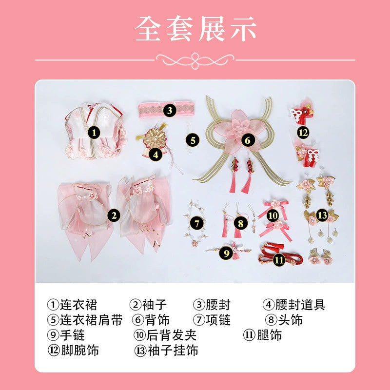 Hu Tao Naraka Bladepoint Kimono Cosplay Kostuem Damen Rosa