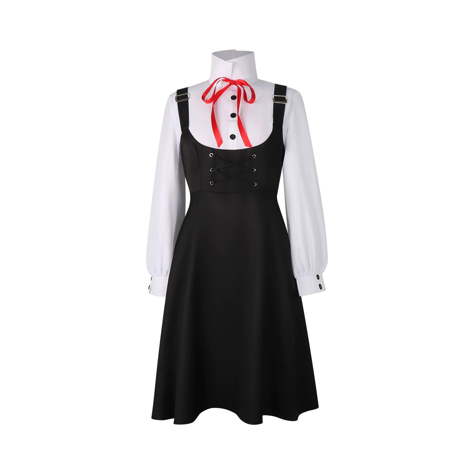 Mia Schwarz Weiss Supernatural Schwarz-Weisses Kleid Cosplay Kostuem Damen