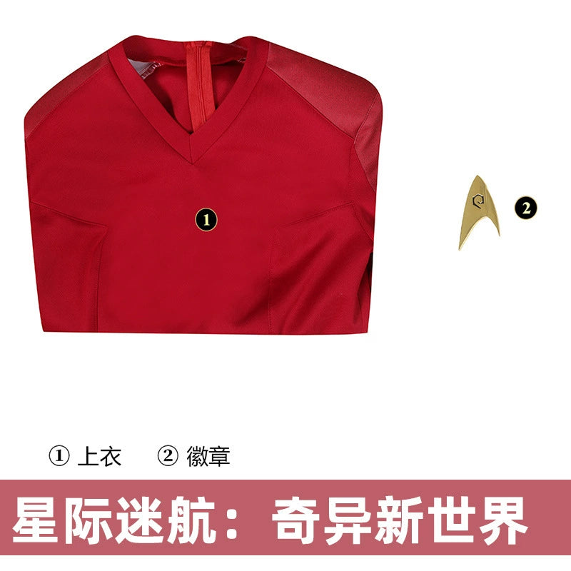 Christopher Pike Star Trek Uniform Cosplay Kostuem Damen Rot