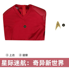 Christopher Pike Star Trek Uniform Cosplay Kostuem Damen Rot