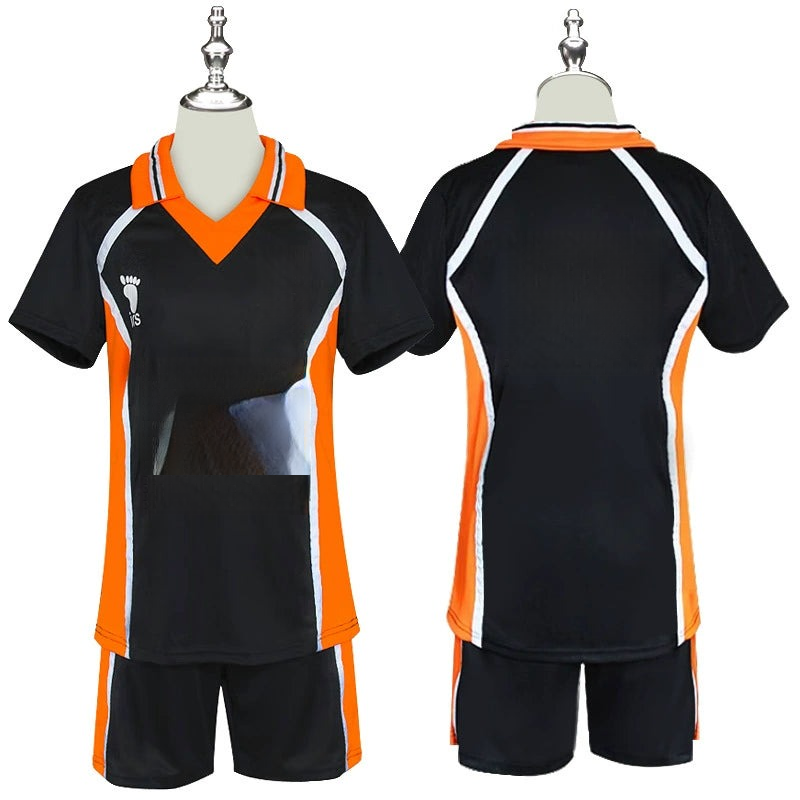 Shoyo Hinata Haikyuu Volleyball-Set Cosplay Kostuem Damen Schwarz Orange