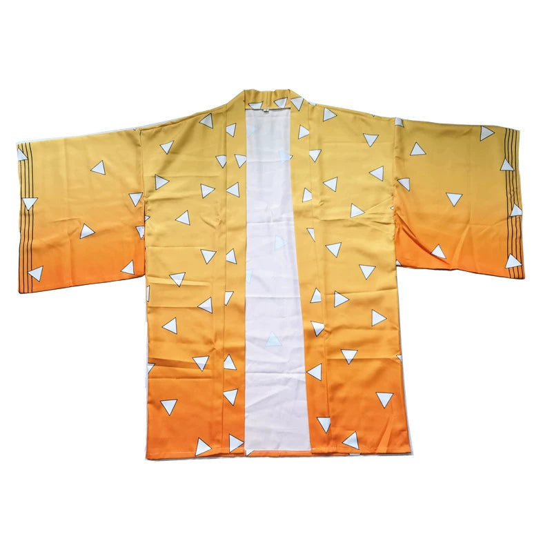 Tanjiro Kamado Demon Slayer Haori-Jacke Cosplay Kostuem Damen Schwarz Grün