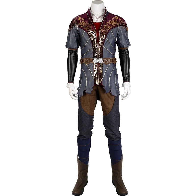 Astarion Baldurs Gate 3 Outfit Cosplay Kostuem Damen Grau Bordeaux