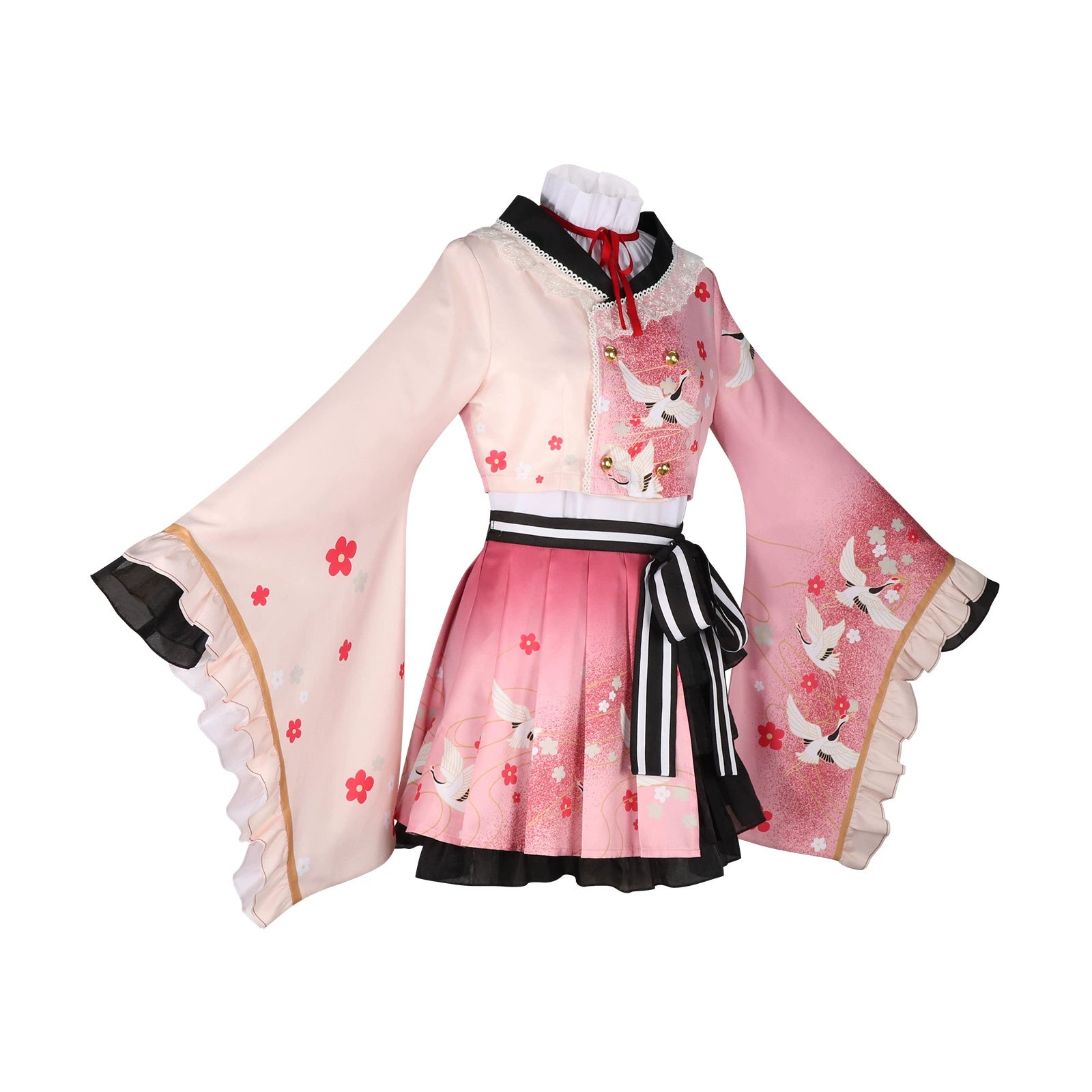 Akiyama Mizuki Project Sekai Fest-Kimono Cosplay Kostuem Damen Rosa
