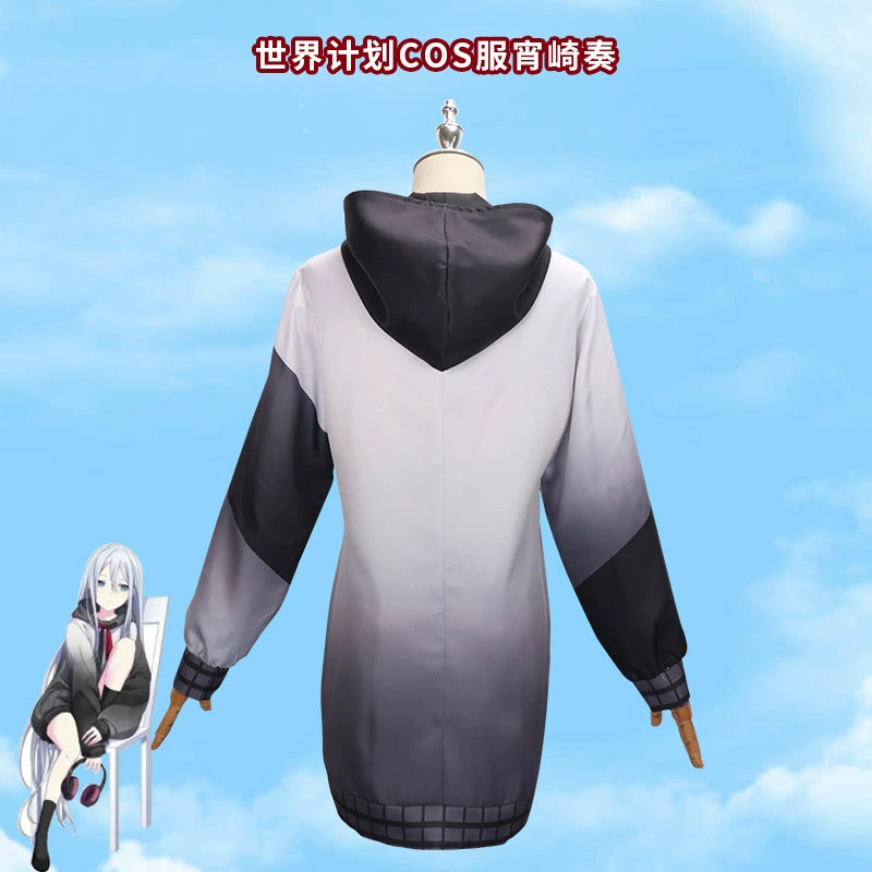 Yoisaki Kanade Project Sekai Bühnen-Outfit Cosplay Kostuem Damen Weiß Blau