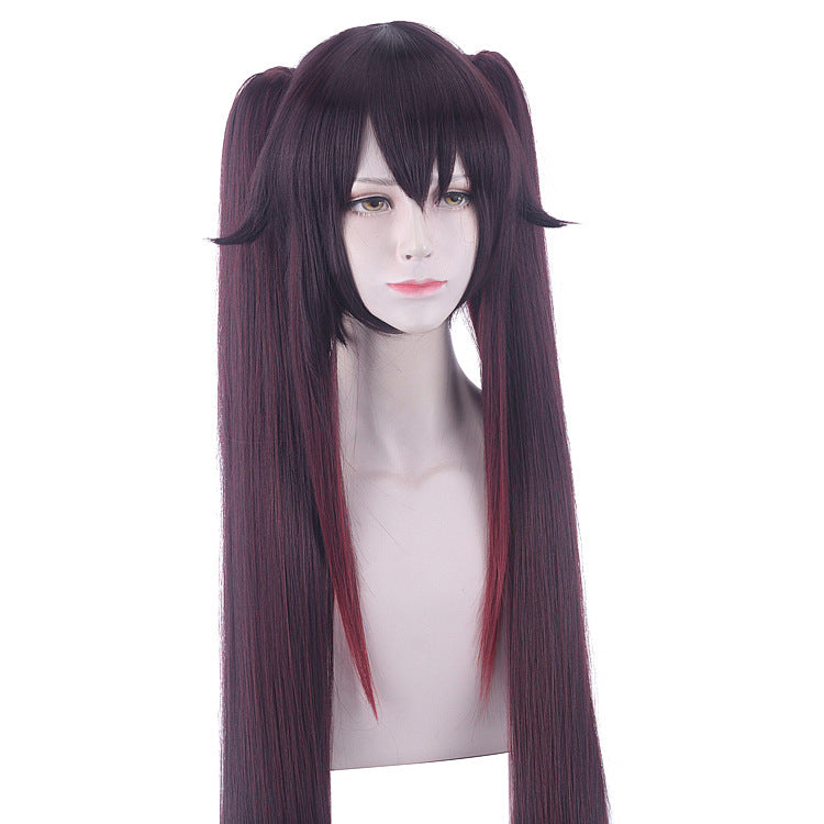 Genshin Impact  Hutao zweizöpfiger Verlauf Cosplay-Perücke 120cm
