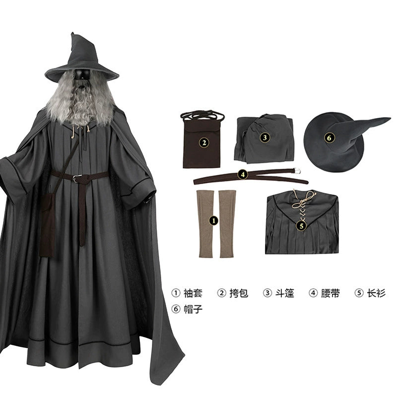 Gandalf Lord of the Rings Magier-Robe Cosplay Kostuem Damen Grau