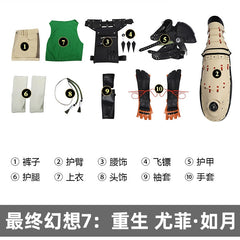 Yuffie Final Fantasy VII Anzug Cosplay Kostuem Damen Gruen Beige