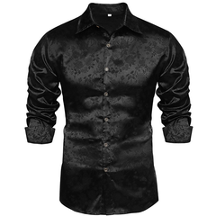 Rosen-Seidenhemd – jacquard Festhemd für Hochzeit & Theater, HERREN