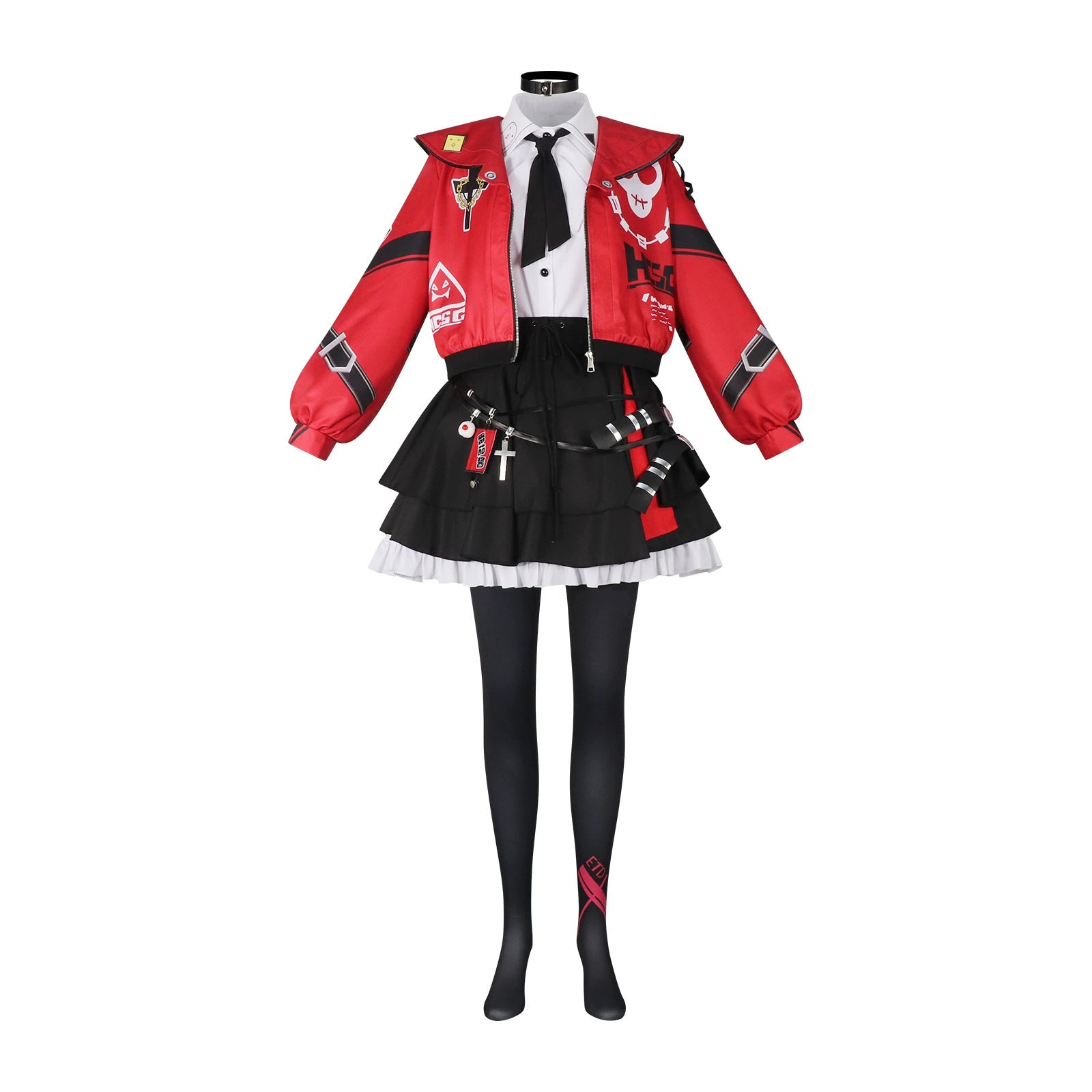 Hong Hei Wai Tao Anthem Rote-Schwarze Jacke Cosplay Kostuem Damen
