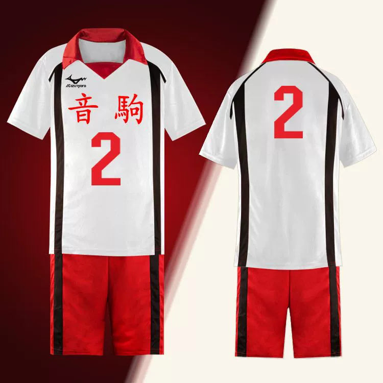 Kozume Kenma Haikyuu Volleyball-Trikot Cosplay Kostuem Damen Rot Schwarz