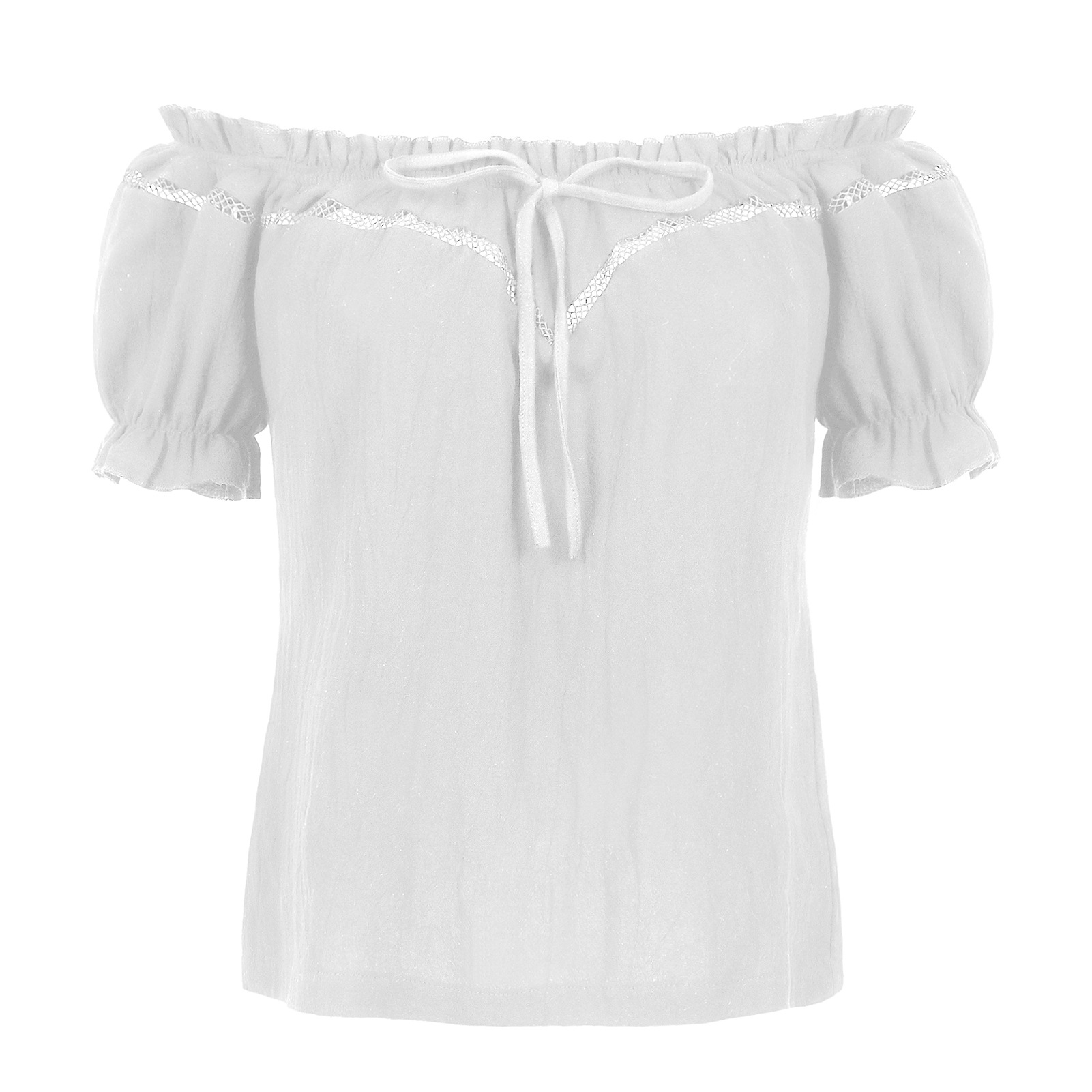 Schulterfreie Renaissance-Bluse SALE – Sommer Puffärmel-Top, DAMEN