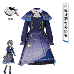 Shinonome Ena Project Sekai Bühnen-Kleid Cosplay Kostuem Damen Blau Lila