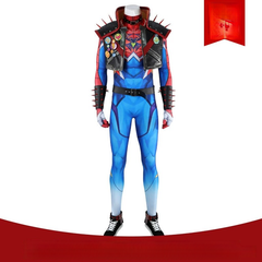 Spider-Punk Marvel Rivals Anzug Cosplay Kostuem Damen Rot Blau