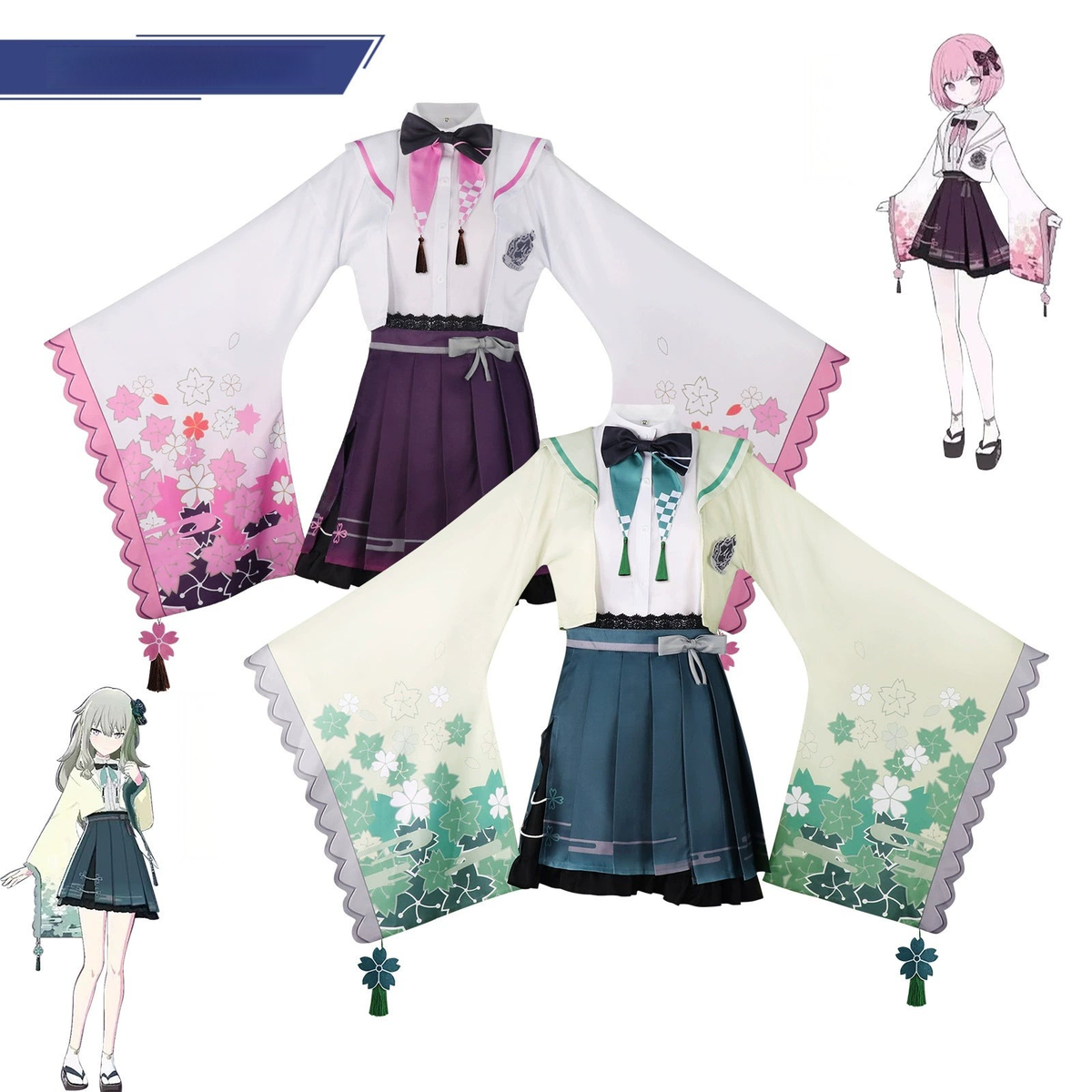 Kusanagi Nene Project Sekai Kimono-Set Cosplay Kostuem Damen Grün