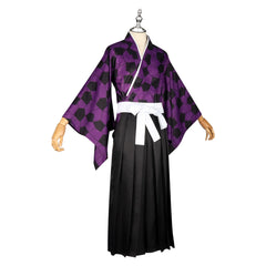 Kokushibo Demon Slayer Kimono-Set Cosplay Kostuem Damen Lila Schwarz