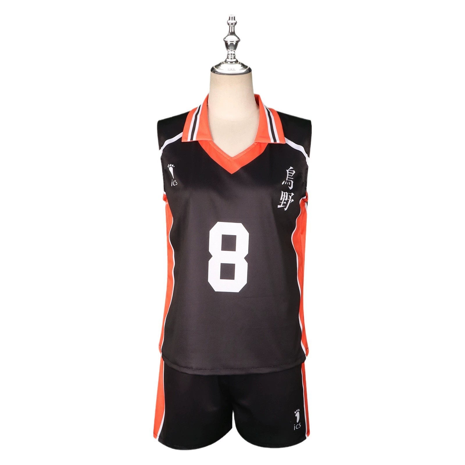 Shimizu Kiyoko Haikyuu Volleyball-Outfit Cosplay Kostuem Damen Schwarz Orange