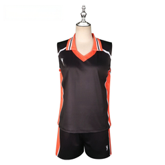 Shimizu Kiyoko Haikyuu Volleyball-Outfit Cosplay Kostuem Damen Schwarz Orange