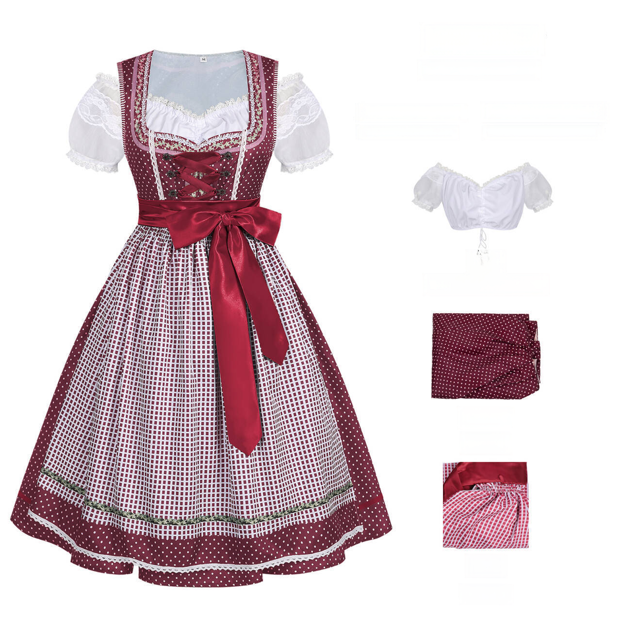 Dirndl kariert – bayerisches Maid-Kleid für Oktoberfest, DAMEN