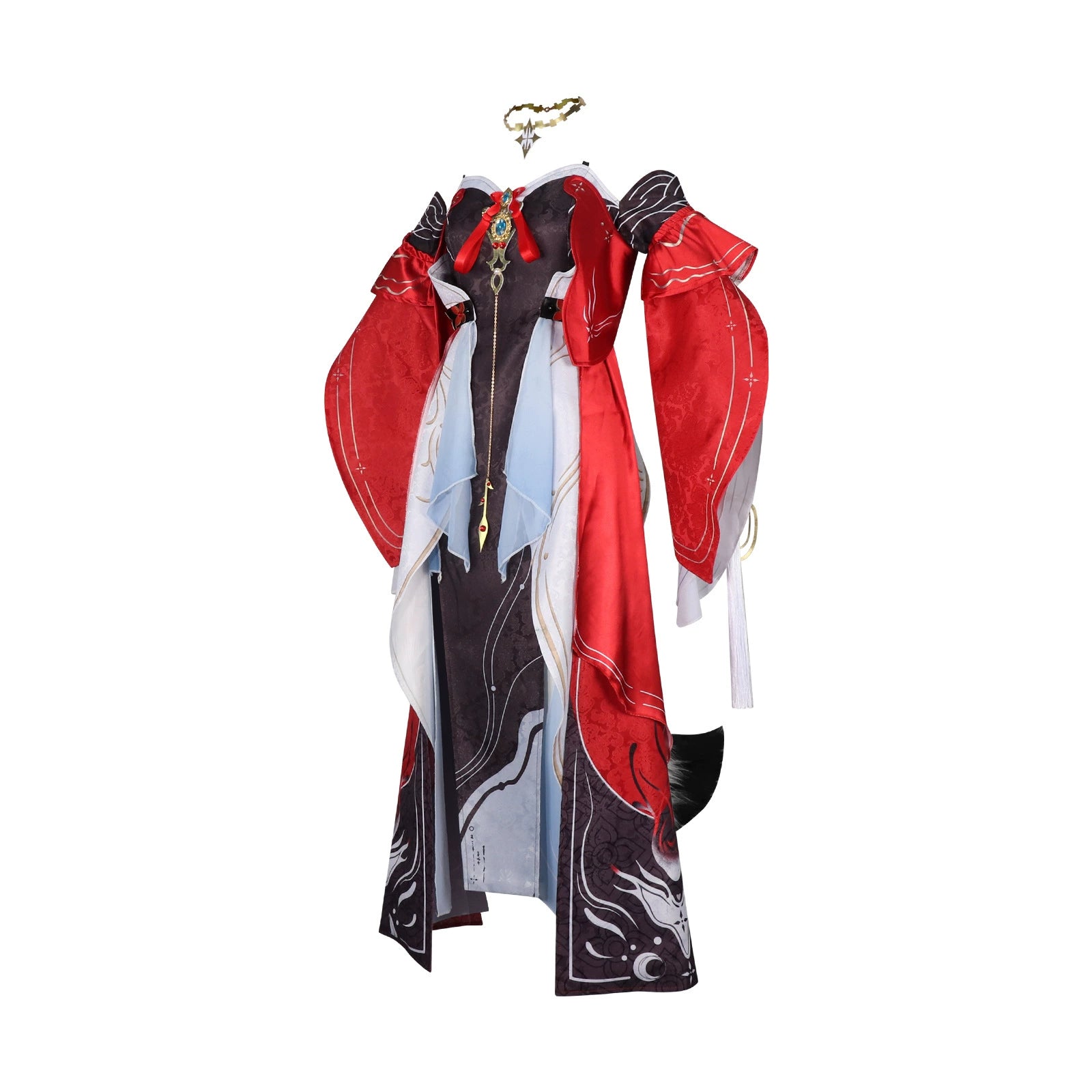 Wuthering Waves Festliches Kleid Cosplay Kostuem Damen Rot Schwarz