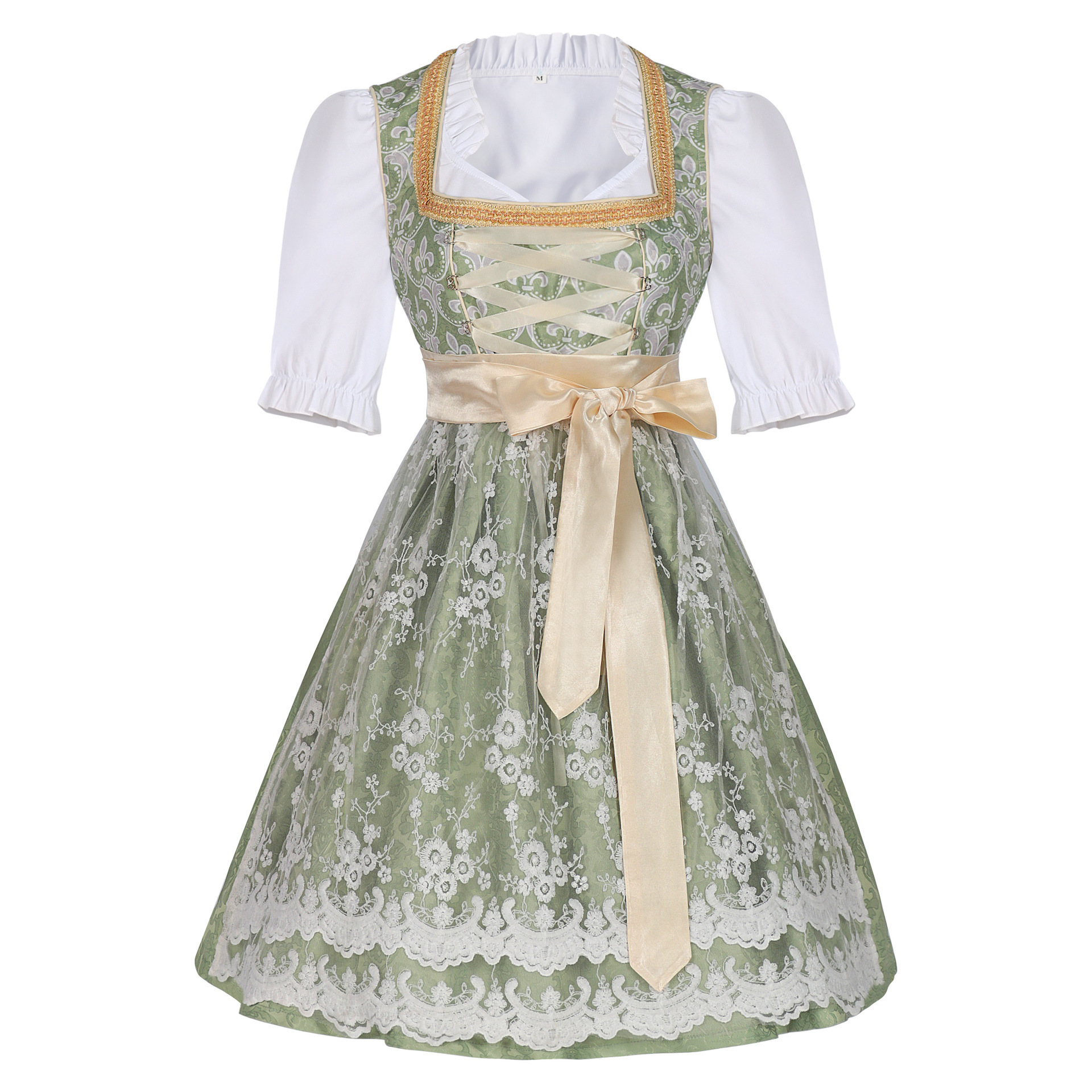 München Jacquard-Dirndl – edles Bierfest Trachtenkleid mit Spitze, DAMEN
