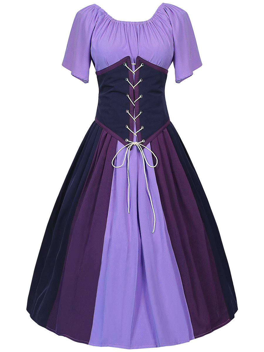 Kontrast-Schnürkleid – Renaissance Puffärmelkleid für Mittelalter-Fest, DAMEN