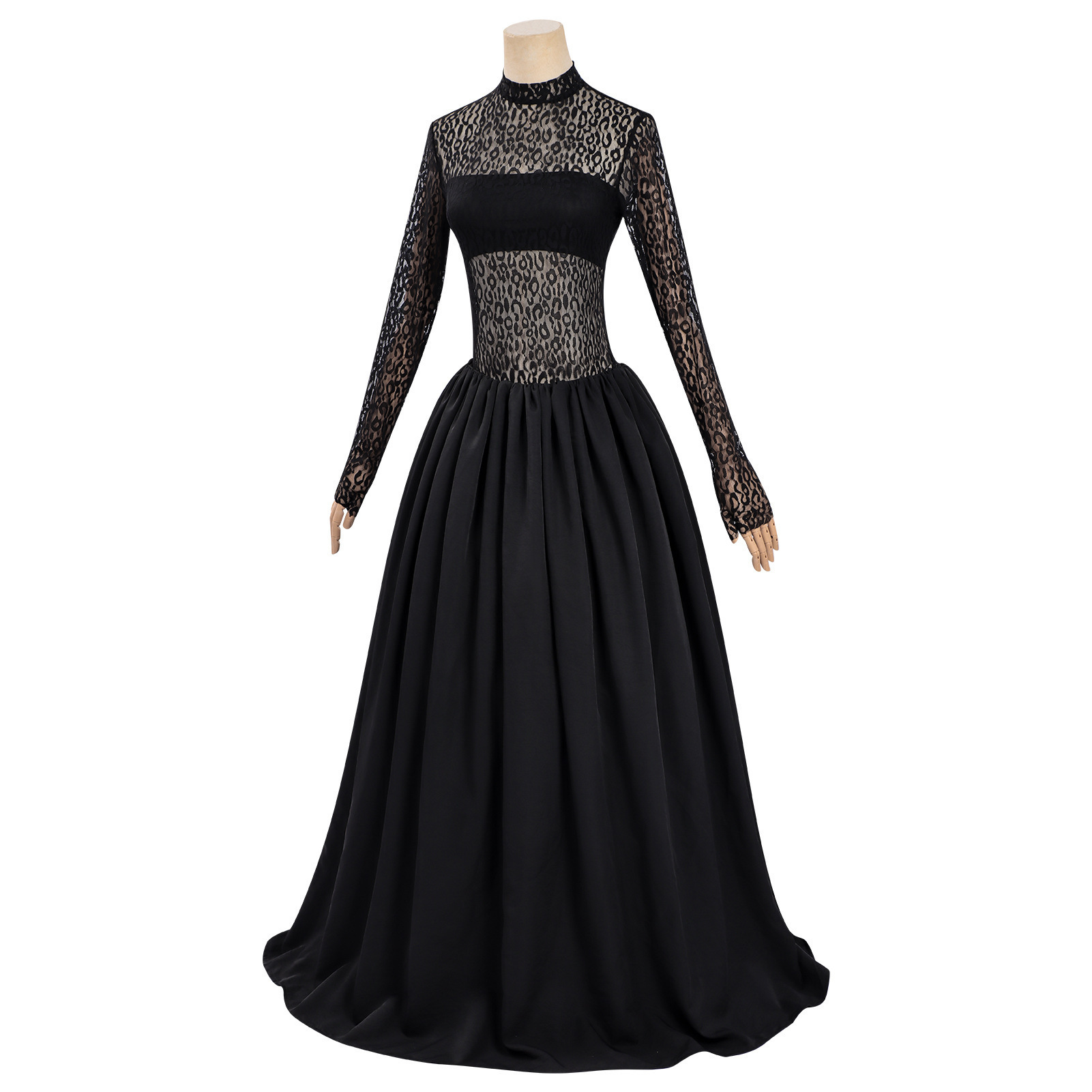 Empire Abendkleid – schwarzes Spitzenkleid mit Puffärmeln, DAMEN