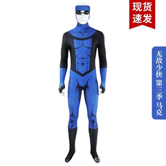 Mark Grayson Invincible Heldenanzug Cosplay Kostuem Damen Blau